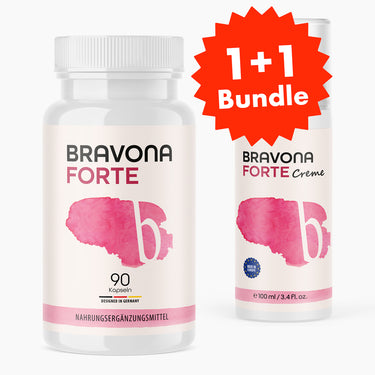 BRAVONA FORTE (90 Kapseln & 100 ml Creme) - Das beliebte Duo bei Frauen - ApoNatura